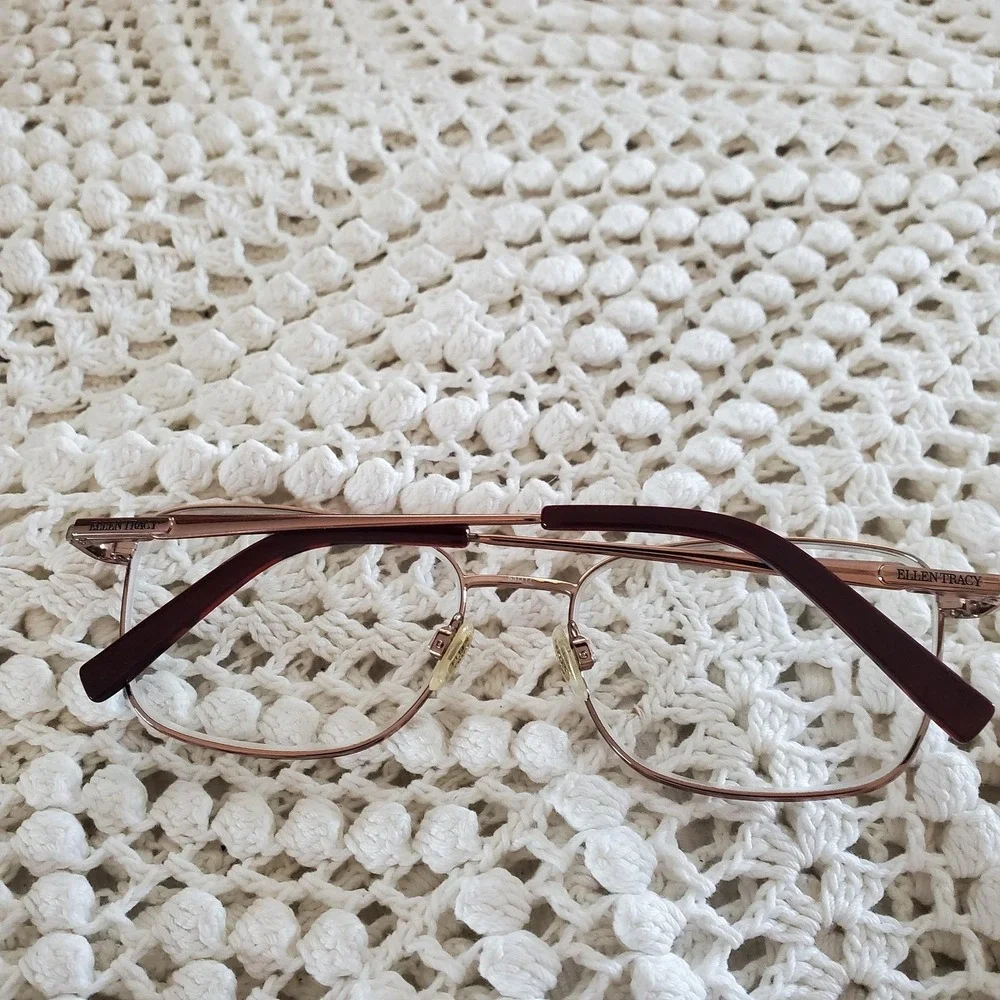 Ellen Tracy Edina Eyeglass Frames Womens 53-17-135 Wine Gold Square FRAMES ONLY